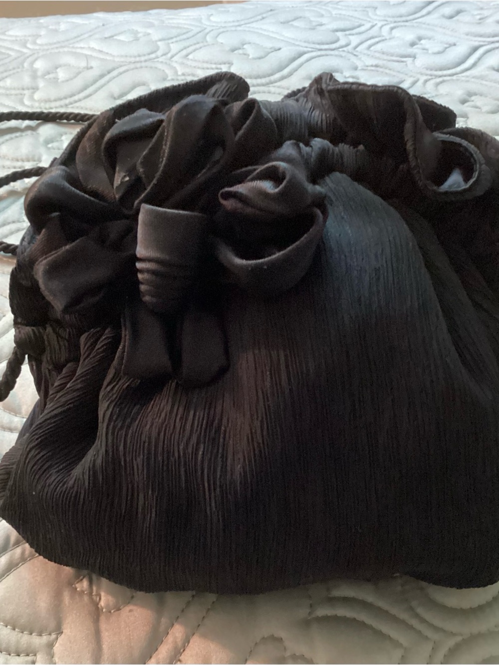 Boutique, fun, dressy Black Satin Clutch w/shoulder strap